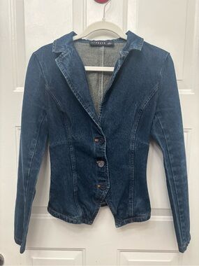 Lioness Dark Blue Tailored Denim Blazer